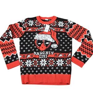 Dead Pool Christmas sweater men's Large Orange / Black